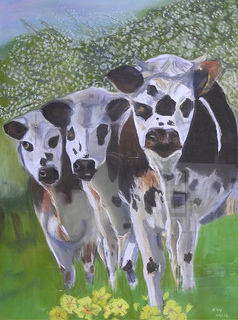 "Les 3 grasses" Vaches Pastel 70 x 50 cm fvrier 2012 par Cathy Le Peltier, 27150 Martagny la rouge mare