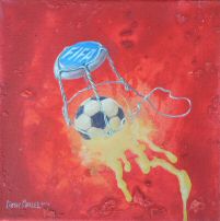  peinture Pierre Marcel sur l'actualit� mondiale juin 2014, la coupe du monde du football au Br�sil : Champagne La FIFA