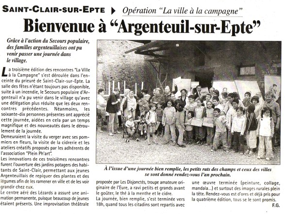 Saint Clair sur Epte Op�ration "La ville � la campagne" Bienvenue � "Argenteuil-sur-Epte"