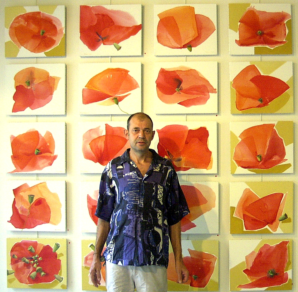 Pierre Marcel pense qu'un beau mur d'un beau si�ge social d'une belle entreprise m�ritera un beau jour de recevoir une oeuvre telle que celle ci, une composition de coquelicots. 